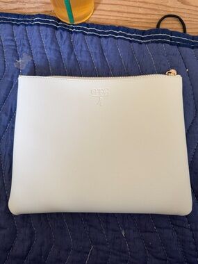 OTG White Saffiano Zip Pouch